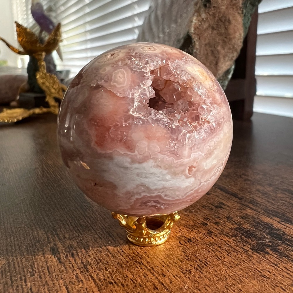 Amethyst Flower Agate Sphere - Small